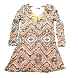 NEW FILLY FLAIR BOHO MIDI DRESS PINK MULTICOLOR WOMENS SMALL